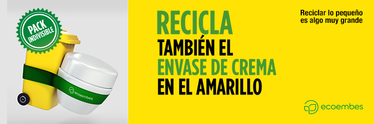 Recicla el envase de crema en el amarillo